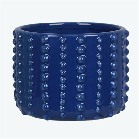 YOUNGS Ceramic Beaded Nautical Pot, Blue 61584